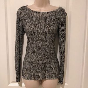 WHBM black chevron knit top Sz SMALL